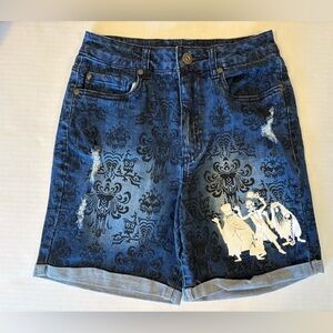 Disney The Haunted Mansion graphic distressed cuffed jean shorts size XS